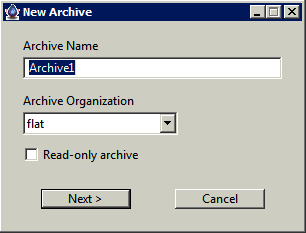 create archive dialog